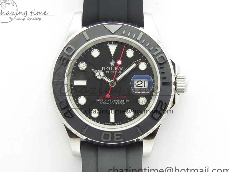 0416 Yacht-Master 116655 ARF SS Custom Made Black Ceramic Bezel on Oysterflex Rubber Strap A HighPerformance 3064